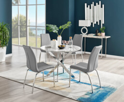 Novara White Marble Round Dining Table & 4 Isco Chairs - thumbnail 3