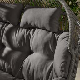 Furniturebox & Garden Double Egg Chair Seat, Rattan in Grey - Size: 146x136x85 cm - thumbnail 4