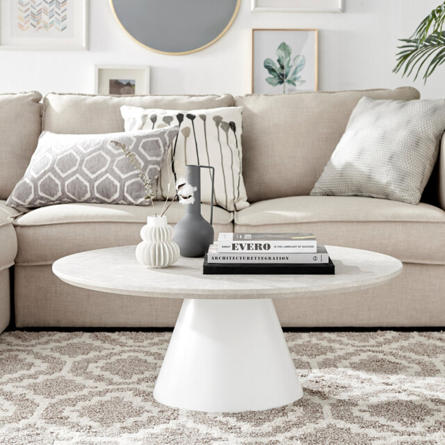 Palma Round Beige Stone Coffee Table - image 1