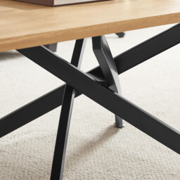 Leonardo Rectangular Oak Veneer and Black Coffee Table - thumbnail 4