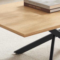 Leonardo Rectangular Oak Veneer and Black Coffee Table - thumbnail 3