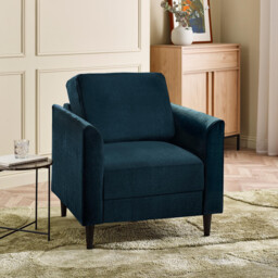 Logan Ocean Blue Fabric Armchair - thumbnail 1