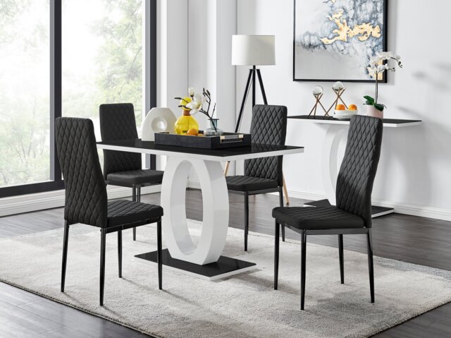 Giovani 4 Black Dining Table & 4 Milan Black Leg Chairs - image 1