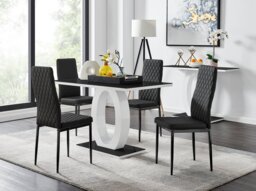 Giovani 4 Black Dining Table & 4 Milan Black Leg Chairs