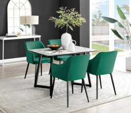 Carson White Marble Effect Dining Table & 4 Calla Black Leg Chairs - thumbnail 3