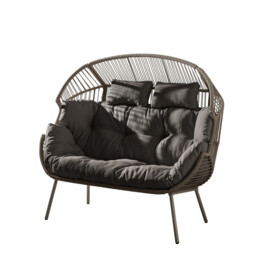 Grey Indoor / Outdoor Rattan Double Egg Chair Seat - thumbnail 2
