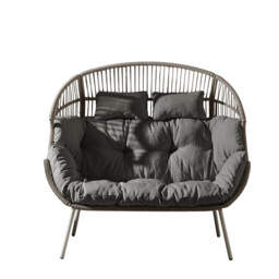 Grey Indoor / Outdoor Rattan Double Egg Chair Seat - thumbnail 4