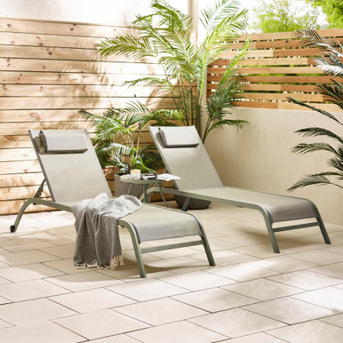 2x Corsica Green Metal & Textilene Sun Loungers - image 1