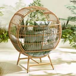Boca Beige Rattan & Green Cocoon Garden Egg Chair - thumbnail 3