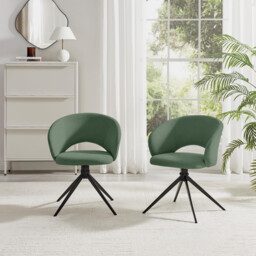 2x Anika Green Fabric Swivel Dining Chairs - thumbnail 3
