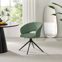 2x Anika Green Fabric Swivel Dining Chairs - thumbnail 2