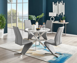 Novara White Marble Round Dining Table & 4 Willow Chairs - thumbnail 3