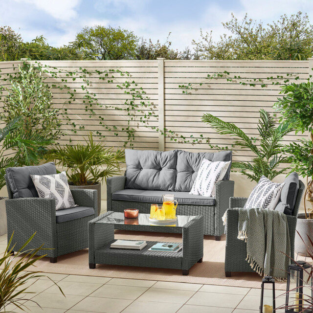 Arizona Grey Rattan 4 Seat Garden Sofa & Chairs Set - image 1