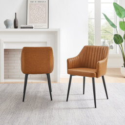 2x Calla Tan Faux Leather Dining Chairs - thumbnail 4