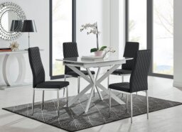 Lira 120 Extending Dining Table and 4 Milan Chrome Leg Chairs