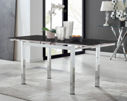 Enna Black Glass Extending Dining Table and 6 Corona Silver Leg Chairs - thumbnail 4
