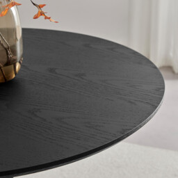 Novara 100cm Black Top Round Dining Table & 4 Oak Masa Chairs - thumbnail 4