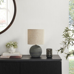 Ripple Grey & Black Textured Ceramic Round Table Lamp