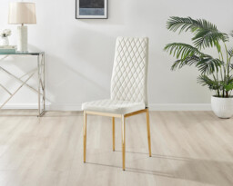 4x Milan Cream Hatched Velvet Dining Chairs Gold Legs - thumbnail 3