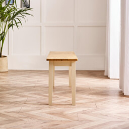 Tenby Cream and Oak Solid Wood Large Dining Bench - thumbnail 3