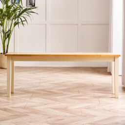 Tenby Cream and Oak Solid Wood Large Dining Bench - thumbnail 2