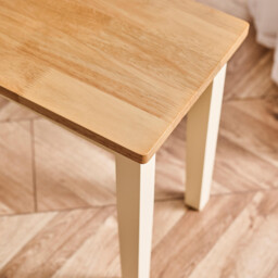 Tenby Cream and Oak Solid Wood Large Dining Bench - thumbnail 4