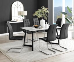 Carson White Marble Effect Dining Table & 6 Murano Chairs