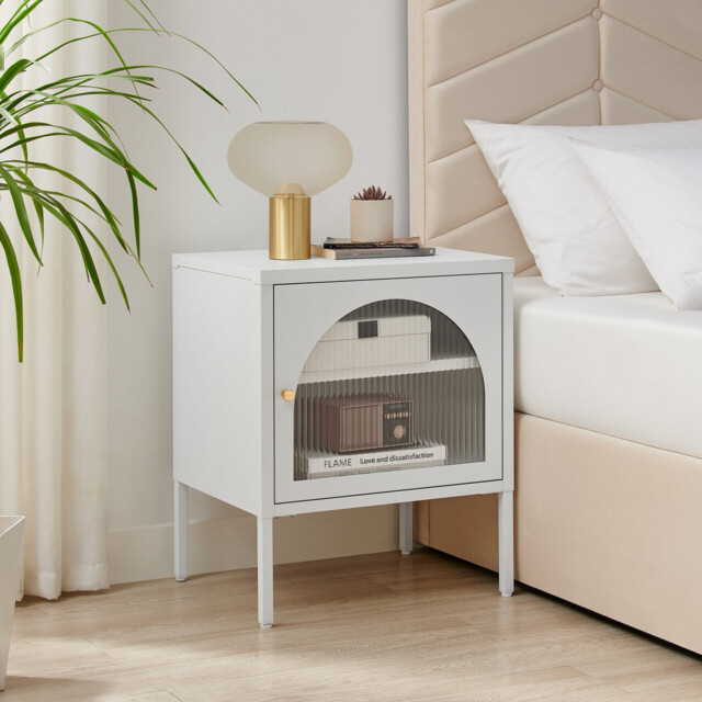 Urbi 1 Door White Metal Bedside Table - image 1