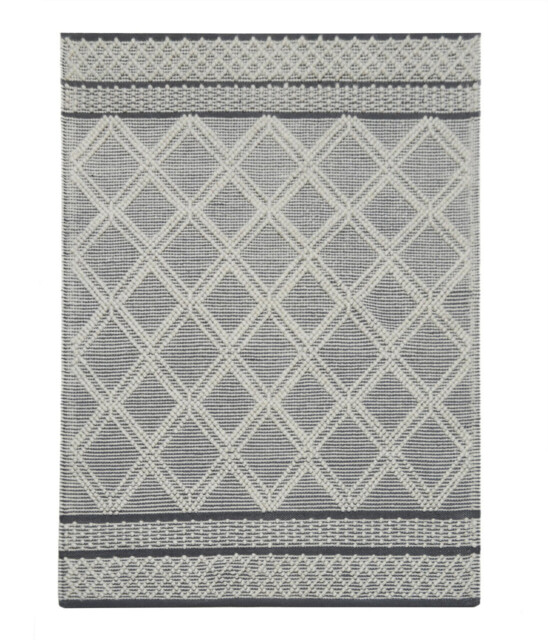 Maeve Grey Diamond Pattern Wool Rug - image 1