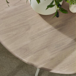 Bude Round Whitewashed and Light Grey Solid Wood 4 Seater Dining Table - thumbnail 3