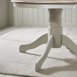 Bude Round Whitewashed and Light Grey Solid Wood 4 Seater Dining Table - thumbnail 4