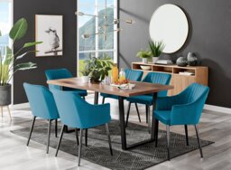 Kylo Brown Wood Effect Dining Table & 6 Calla Black Leg Chairs