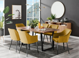 Kylo Brown Wood Effect Dining Table & 6 Calla Black Leg Chairs - thumbnail 2
