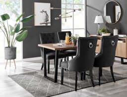 Kylo Brown Wood Effect Dining Table & 4 Belgravia Black Leg Chairs - thumbnail 1