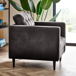 Jolene Dark Grey Velvet Armchair - thumbnail 3