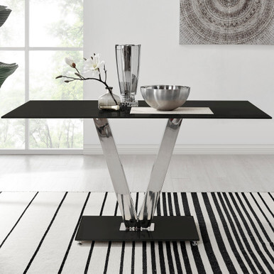 Florini Rectangular Black Glass V 4-6 Seater Dining Table - image 1