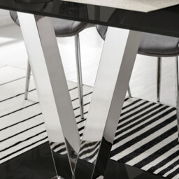 Florini Rectangular Black Glass V 4-6 Seater Dining Table - thumbnail 4