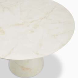 Furniturebox Palma Round Cream Marble Effect 4-6 Seater Dining Table, Engineered Wood in Cream/White - Size: 120x76x120 cm - thumbnail 4