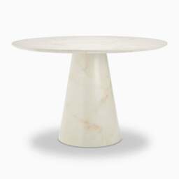 Furniturebox Palma Round Cream Marble Effect 4-6 Seater Dining Table, Engineered Wood in Cream/White - Size: 120x76x120 cm - thumbnail 2