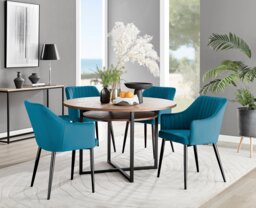 Adley Brown Wood Storage Dining Table & 4 Calla Black Leg Chairs - thumbnail 1
