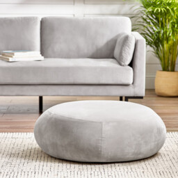 Otis Light Grey Velvet Footstool - thumbnail 4