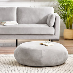 Otis Light Grey Velvet Footstool - thumbnail 3