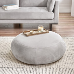 Otis Light Grey Velvet Footstool - thumbnail 1