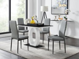 Giovani 4 Black Dining Table & 4 Milan Black Leg Chairs - thumbnail 1