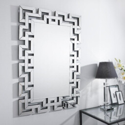 Venetian Silver Patterned Rectangular Wall Mirror