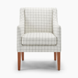 Aubrey Beige Check Fabric Wingback Accent Armchair - thumbnail 4