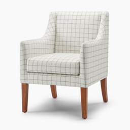 Aubrey Beige Check Fabric Wingback Accent Armchair - thumbnail 3