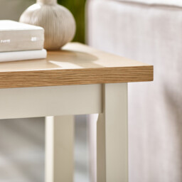Eden Rectangular Cream and Oak Wooden Side Table - thumbnail 4