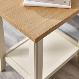 Eden Rectangular Cream and Oak Wooden Side Table - thumbnail 3