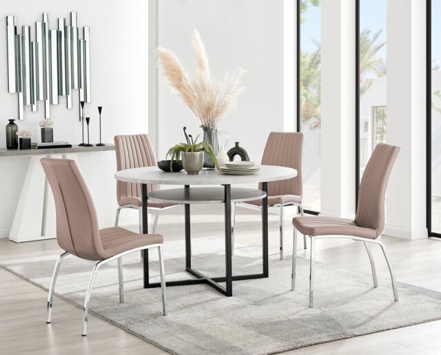 Adley Grey Concrete Effect Storage Dining Table & 4 Isco Chairs - image 1